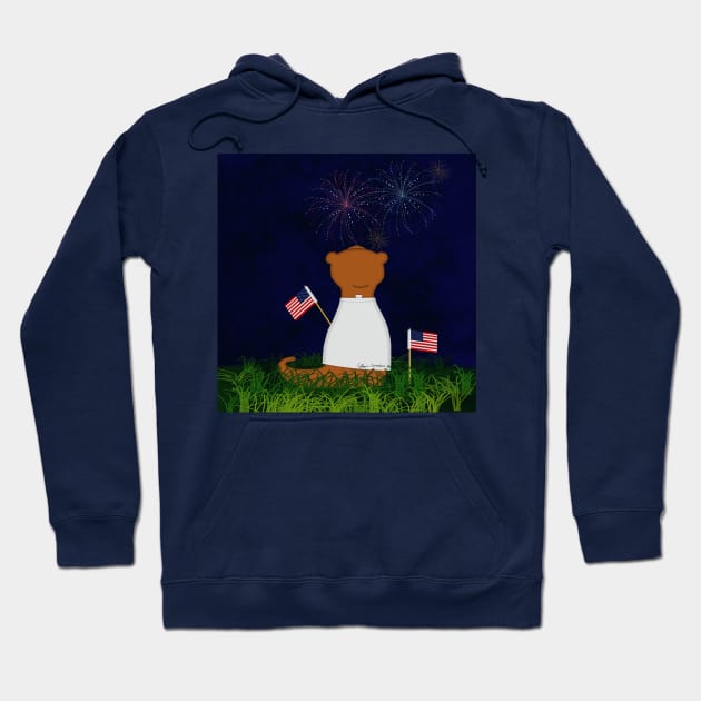 Oliver The Otter Watching Fireworks Hoodie by ButterflyInTheAttic